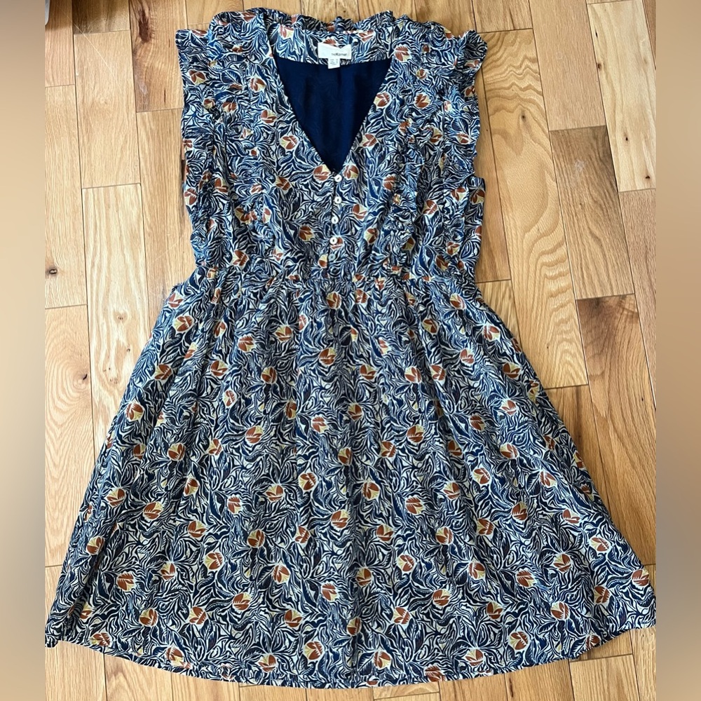 The Korner Blue and Orange Ruffle Dress